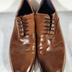 Steve Madden Nunan Dress Shoes Men's 10 Tan Leather Oxford Lace Up